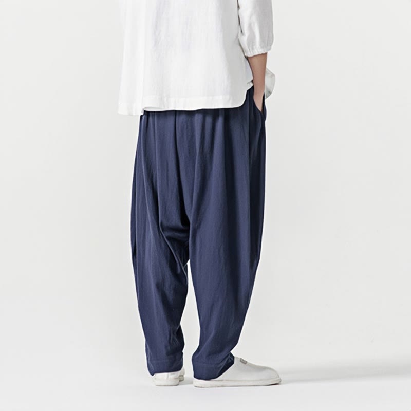 Buddha Stones Solid Color Drawstring Men's Harem Pants With PocketsAnkle-Length (9 Length) - image 3