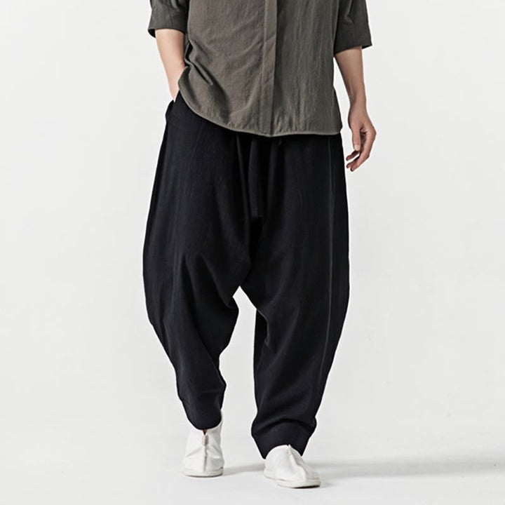 Buddha Stones Solid Color Drawstring Men's Harem Pants With PocketsAnkle-Length (9 Length) - image 10
