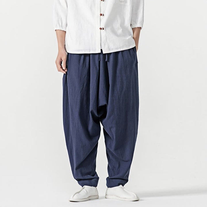 Buddha Stones Solid Color Drawstring Men's Harem Pants With PocketsAnkle-Length (9 Length) - image 1