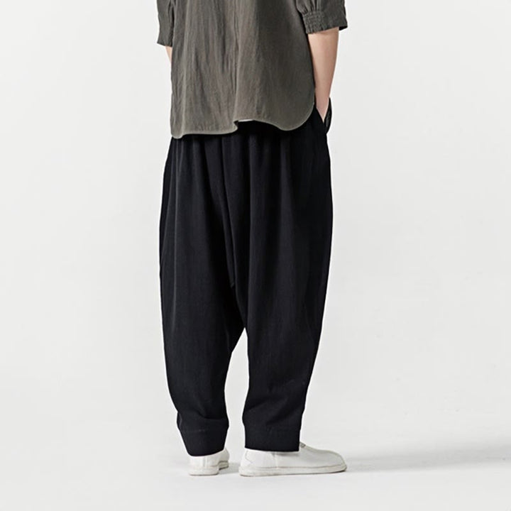 Buddha Stones Solid Color Drawstring Men's Harem Pants With PocketsAnkle-Length (9 Length) - image 12