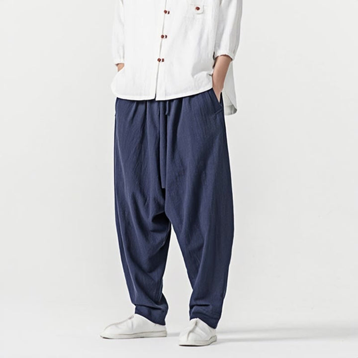 Buddha Stones Solid Color Drawstring Men's Harem Pants With PocketsAnkle-Length (9 Length) - image 6