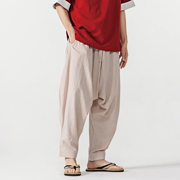 Buddha Stones Solid Color Drawstring Men's Harem Pants With PocketsAnkle-Length (9 Length) - image 26