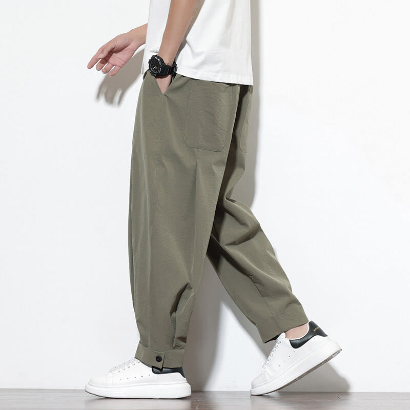 Buddha Stones Casual Solid Color Drawstring Men's Harem Pants With Pockets - OliveDrab - US/UK/AU46，EU56 (5XL) - image 0