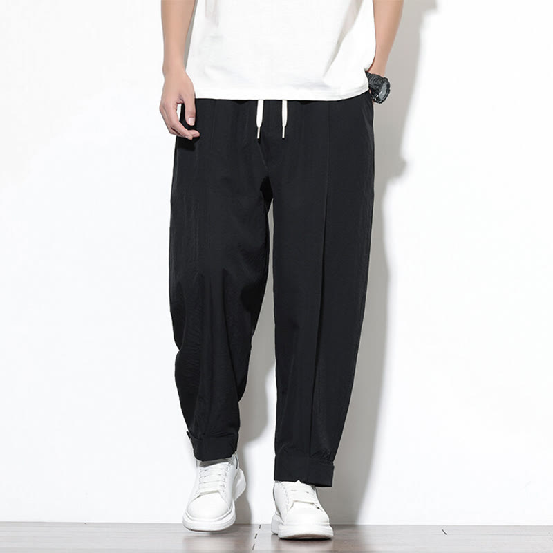 Buddha Stones Casual Solid Color Drawstring Men's Harem Pants With Pockets - Black - US/UK/AU46，EU56 (5XL) - image 9