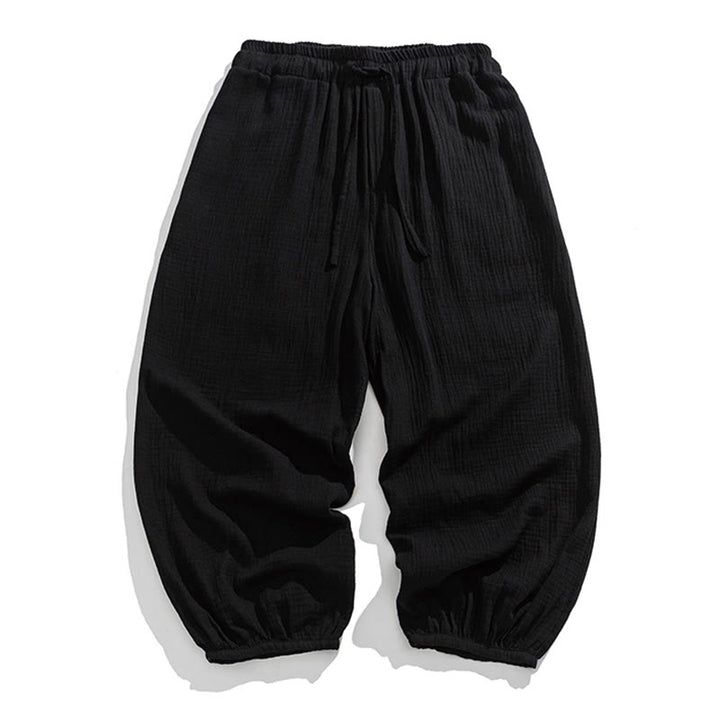 Buddha Stones Soft Solid Color Drawstring Cotton Men's Pants With Pockets - Black - US/UK/AU46，EU56 (5XL) - image 13
