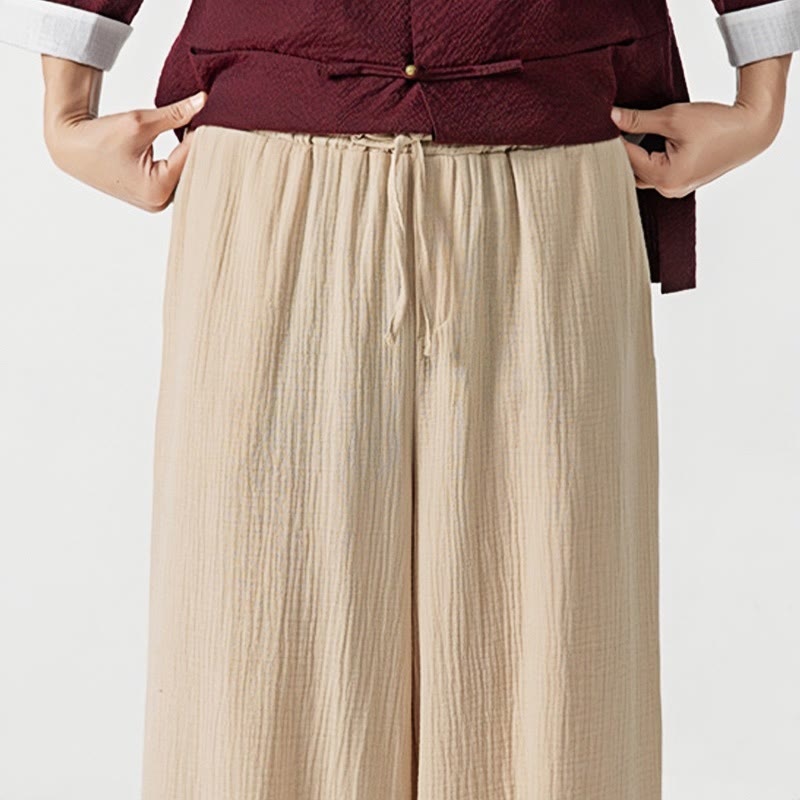 Buddha Stones Soft Solid Color Drawstring Cotton Men's Pants With Pockets - image 9