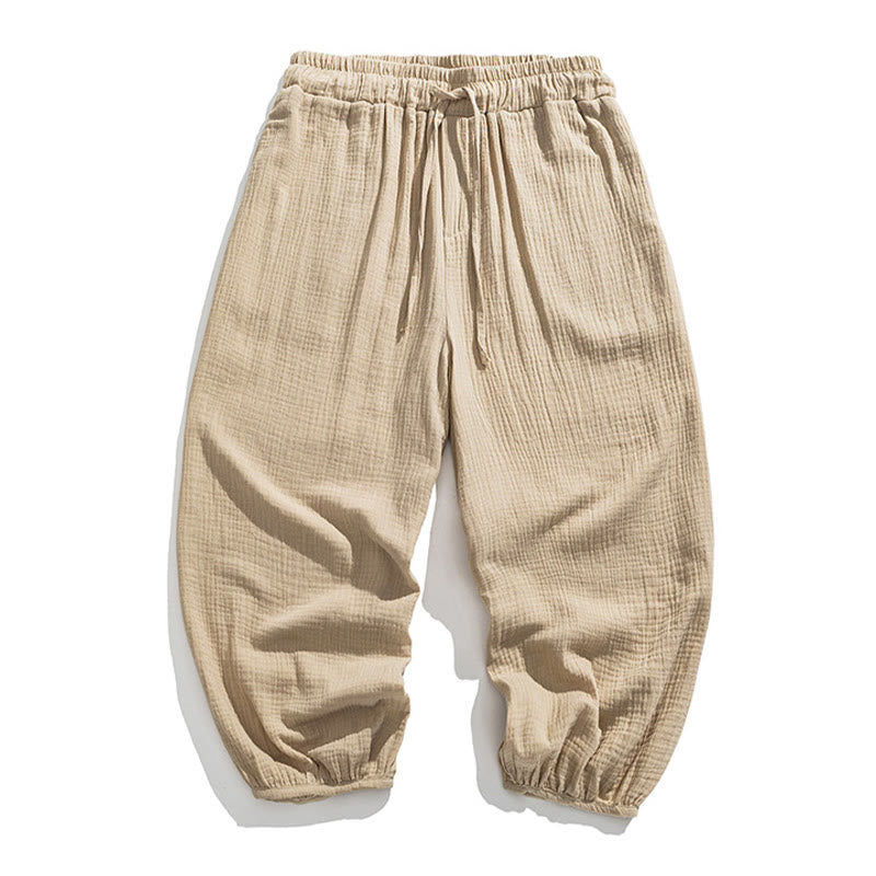 Buddha Stones Soft Solid Color Drawstring Cotton Men's Pants With Pockets - image 12