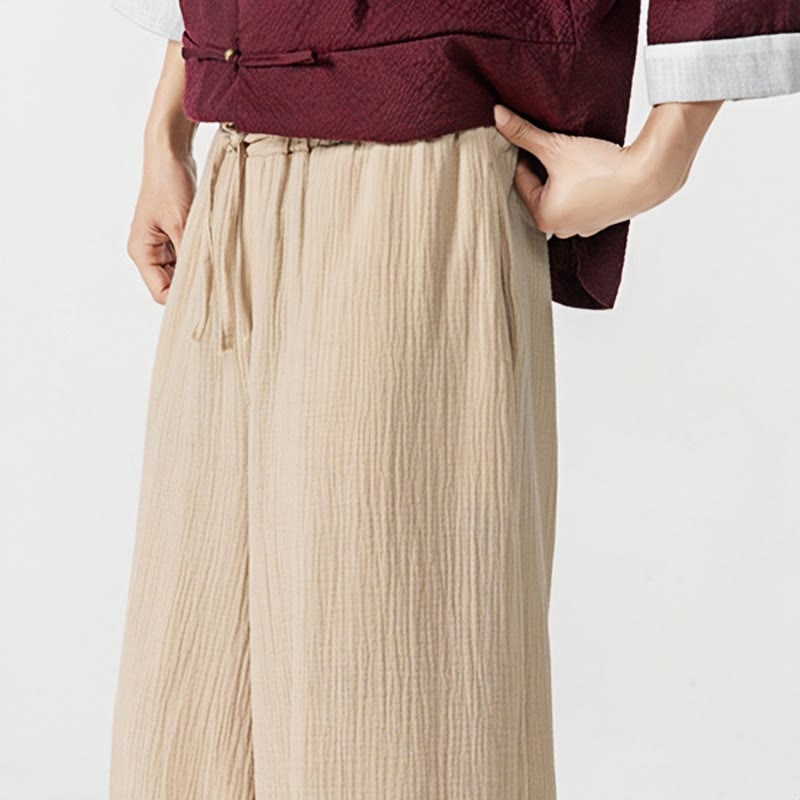 Buddha Stones Soft Solid Color Drawstring Cotton Men's Pants With Pockets - image 8