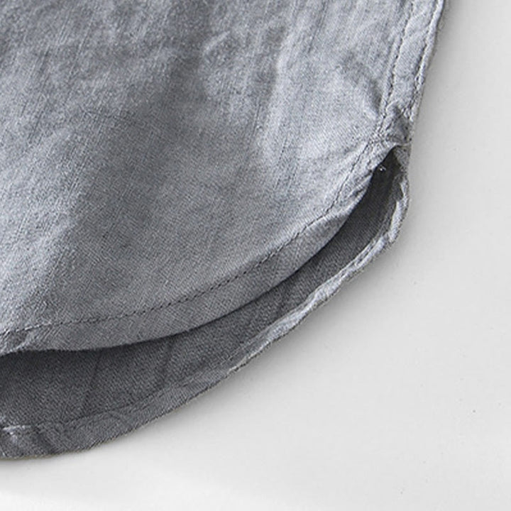 Buddha Stones Half Button Short Sleeve V-neck Ramie Cotton Men's Shirt - image 6