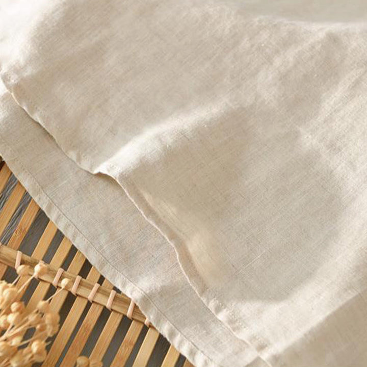 Buddha Stones Daily Solid Color Stand Collar Half Sleeve Linen Half Button Men's Shirt - image 4