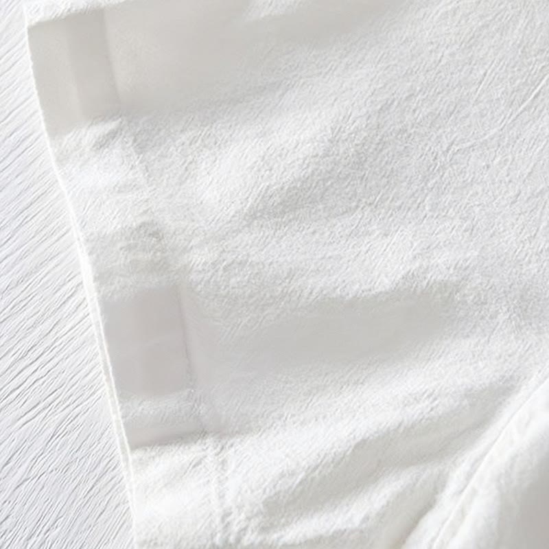 Buddha Stones Frog-button Mandarin Collar Embroidery Cotton Linen Short Sleeve Men's Shirt - image 17