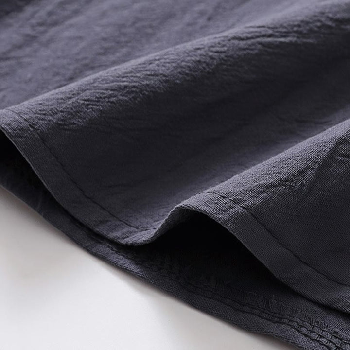 Buddha Stones 2Pcs Simple Design Chinese Frog-Button Shirt Drawstring Wide Leg Pants With Pockets Men's Meditation Cloth Set - image 13