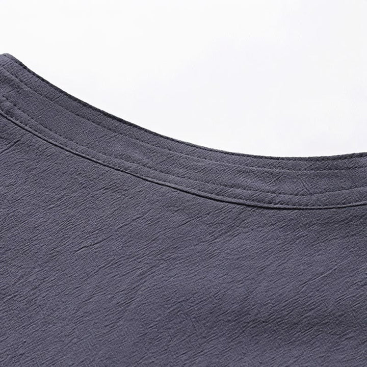 Buddha Stones 2Pcs Simple Design Chinese Frog-Button Shirt Drawstring Wide Leg Pants With Pockets Men's Meditation Cloth Set - image 11