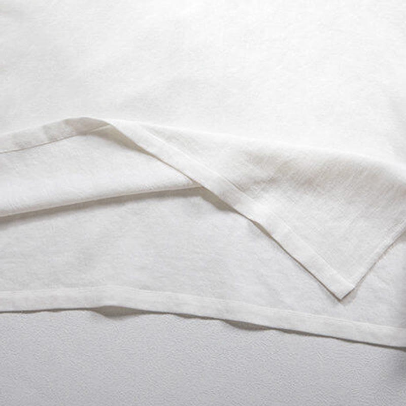 Buddha Stones White Frog-button Linen Three Quarter Sleeve Men's Shirt - image 4