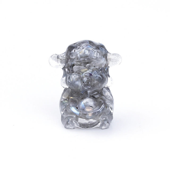 Buddha Stones God of Wealth Amethyst Crystal Resin Energy Fortune Home Decoration - Labradorite 5.6*4.7*3.5cm - image 23