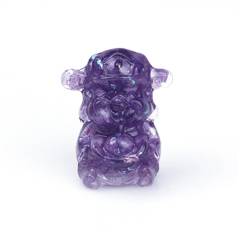 Buddha Stones God of Wealth Amethyst Crystal Resin Energy Fortune Home Decoration - Amethyst 5.6*4.7*3.5cm - image 2