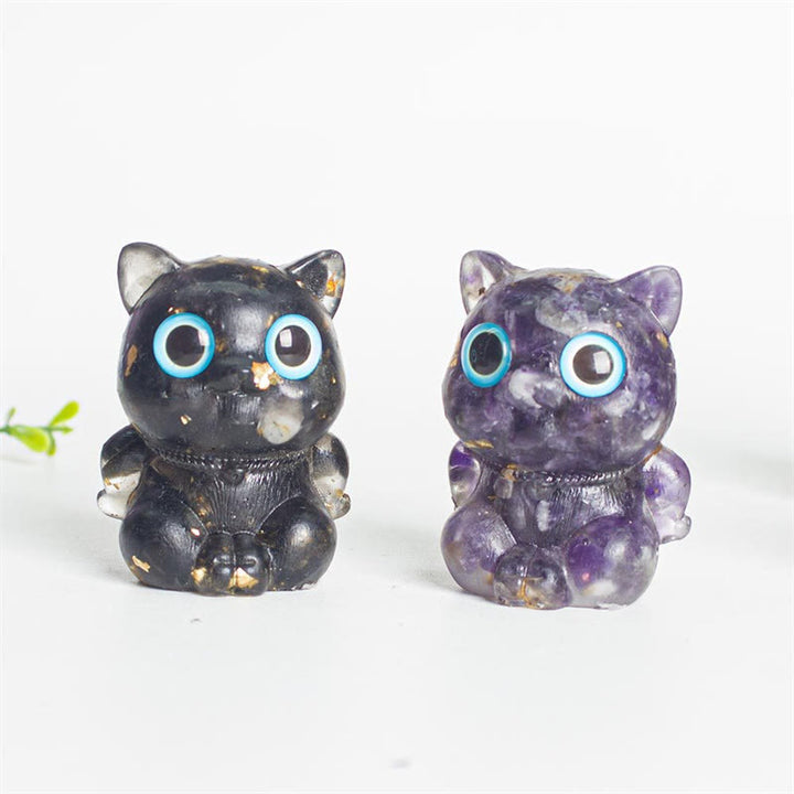 Buddha Stones Cute Cat Lazurite Lapis Lazuli Amethyst Black Obsidian Aquamarine Crystal Resin Positive Home Decoration - image 15