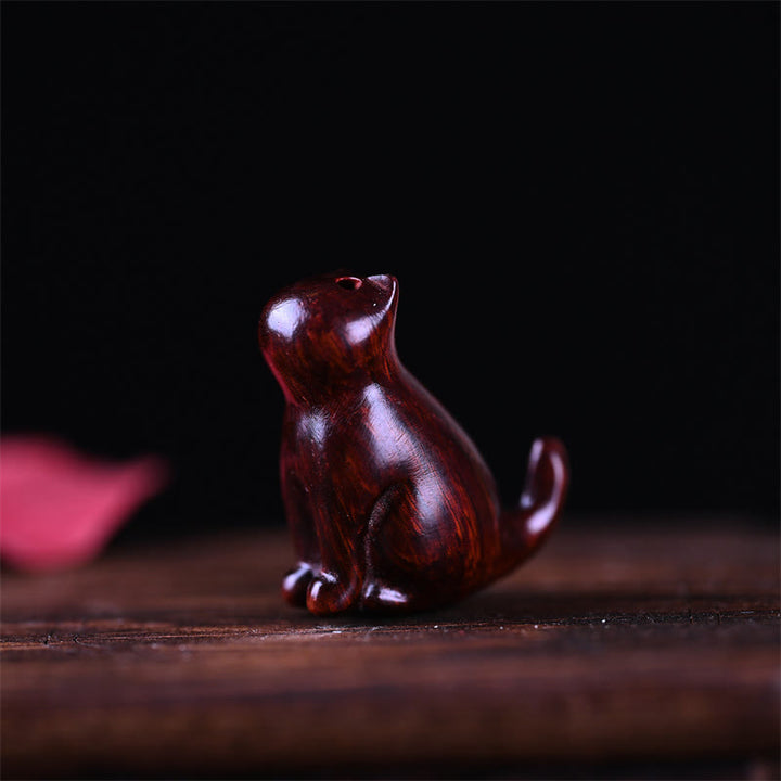 Buddha Stones Small Leaf Red Sandalwood Ebony Wood Sandalwood Green Sandalwood Lucky Mini Cat Deer Sooth Phone Hanging Decoration - image 7