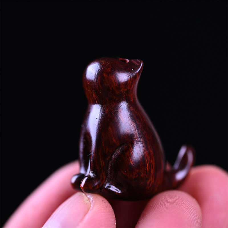 Buddha Stones Small Leaf Red Sandalwood Ebony Wood Sandalwood Green Sandalwood Lucky Mini Cat Deer Sooth Phone Hanging Decoration - image 8