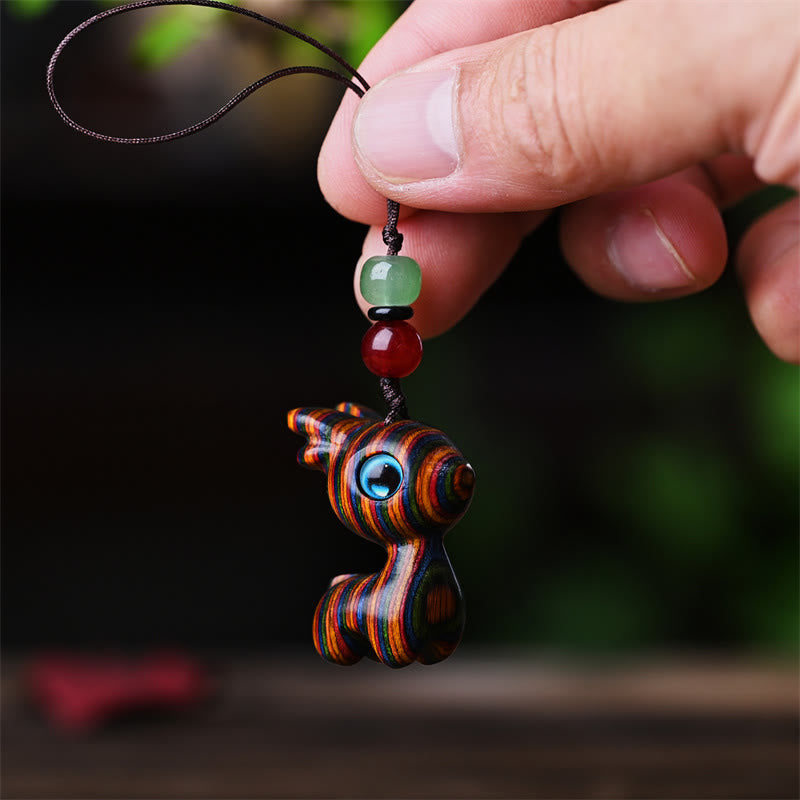 Buddha Stones Small Leaf Red Sandalwood Ebony Wood Sandalwood Green Sandalwood Lucky Mini Cat Deer Sooth Phone Hanging Decoration - image 23