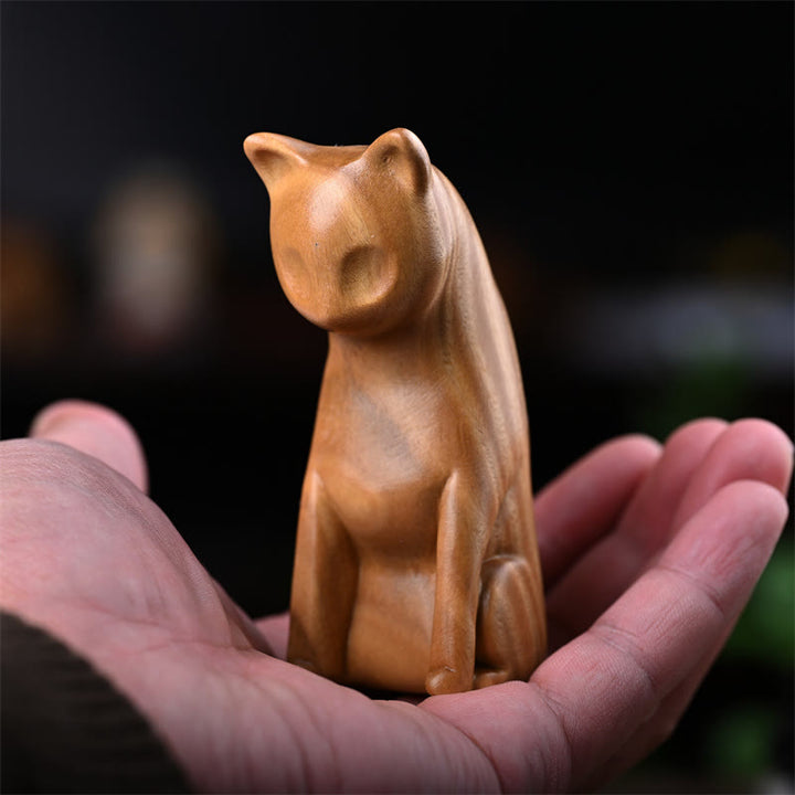 Buddha Stones Small Cat Mouse Green Sandalwood African Red Rosewood Peace Home Decoration - Green Sandalwood Cat 9*4*4cm - image 6