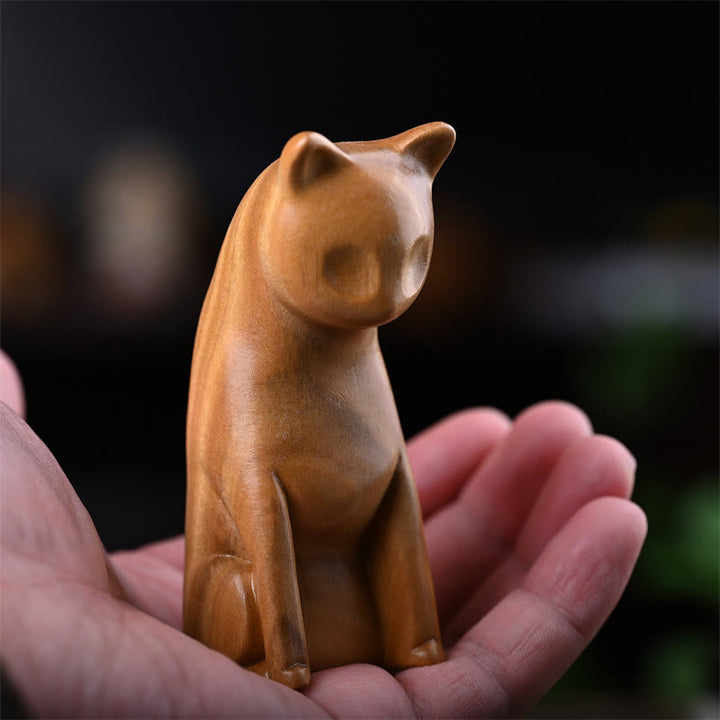 Buddha Stones Small Cat Mouse Green Sandalwood African Red Rosewood Peace Home Decoration - image 8