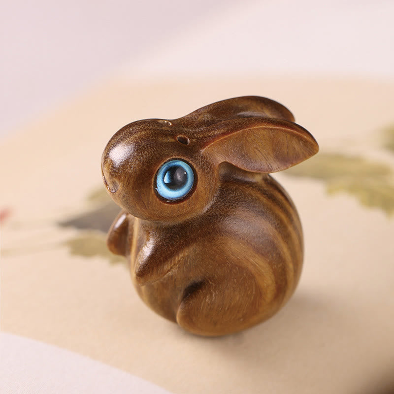 Buddha Stones Small Leaf Red Sandalwood Green Sandalwood Lucky Mini Rabbit Relaxation Decoration - Green Sandalwood Rabbit 3.6*3.5*2.4cm - image 7