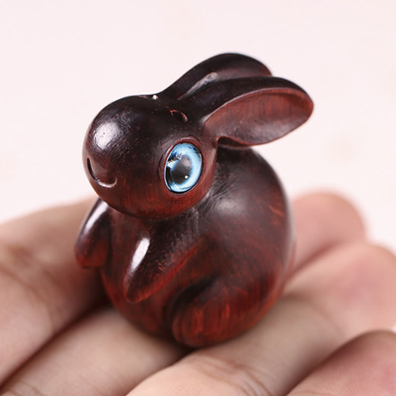 Buddha Stones Small Leaf Red Sandalwood Green Sandalwood Lucky Mini Rabbit Relaxation Decoration - image 3