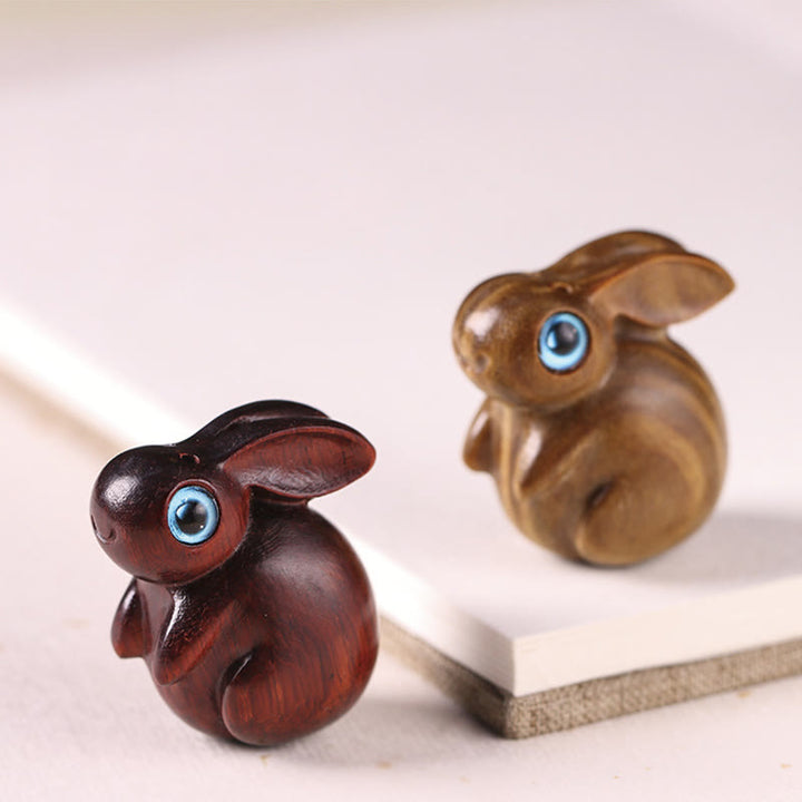 Buddha Stones Small Leaf Red Sandalwood Green Sandalwood Lucky Mini Rabbit Relaxation Decoration - image 12