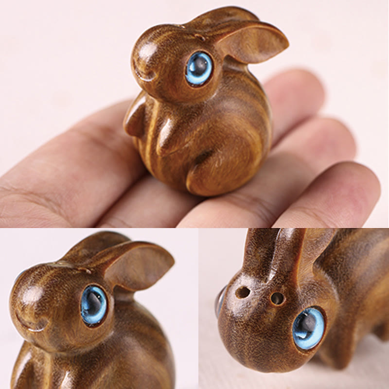 Buddha Stones Small Leaf Red Sandalwood Green Sandalwood Lucky Mini Rabbit Relaxation Decoration - image 10