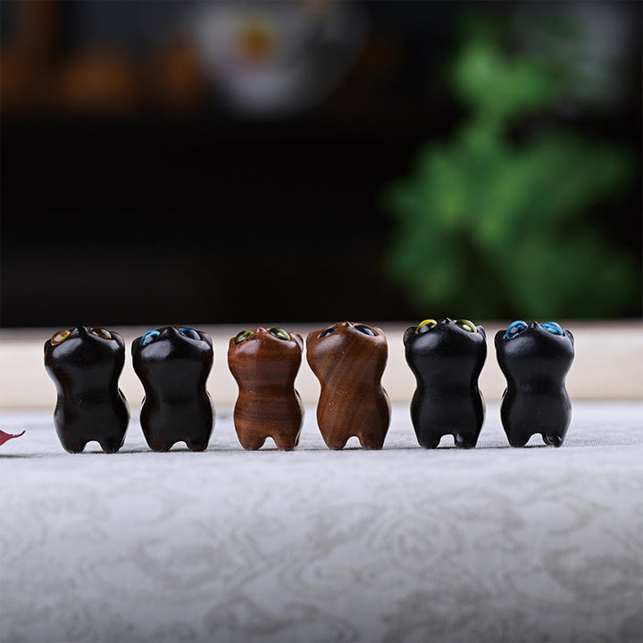 Buddha Stones Green Sandalwood Ebony Wood Sandalwood Small Leaf Red Sandalwood Mini Lucky Cat Peace Decoration - image 41