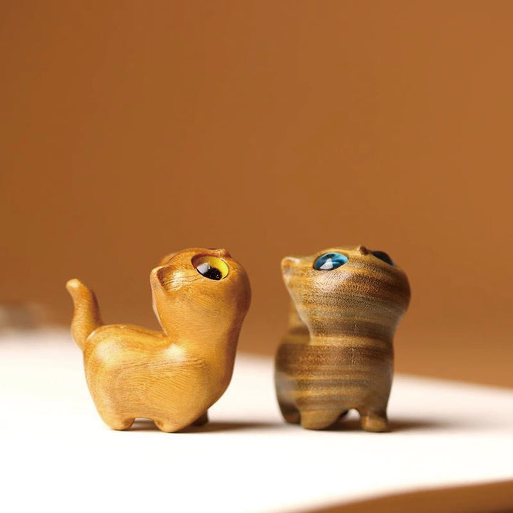 Buddha Stones Green Sandalwood Ebony Wood Sandalwood Small Leaf Red Sandalwood Mini Lucky Cat Peace Decoration - image 4