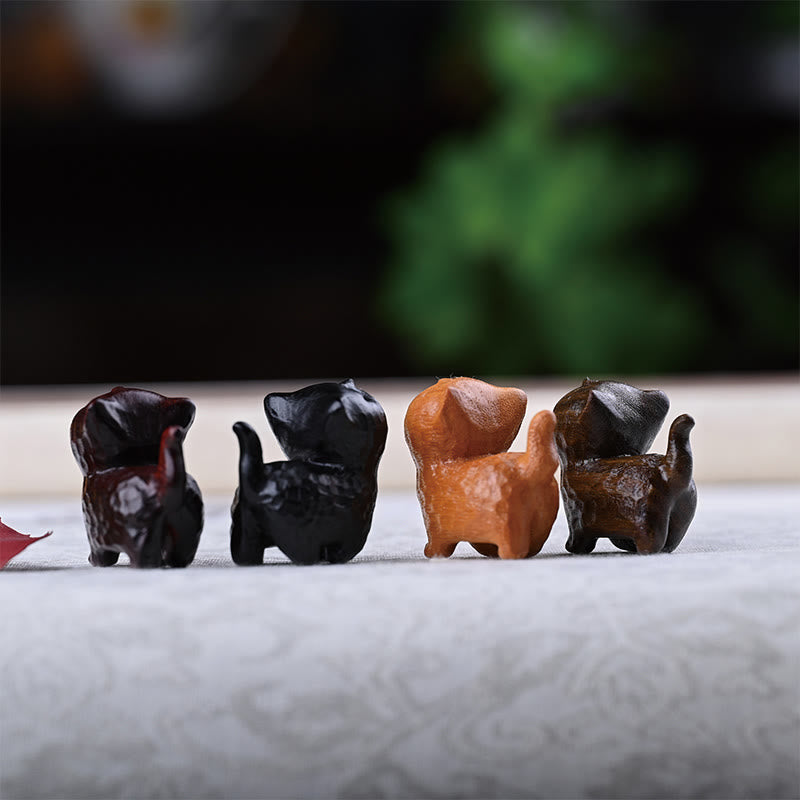 Buddha Stones Green Sandalwood Ebony Wood Sandalwood Small Leaf Red Sandalwood Mini Lucky Cat Peace Decoration - image 24
