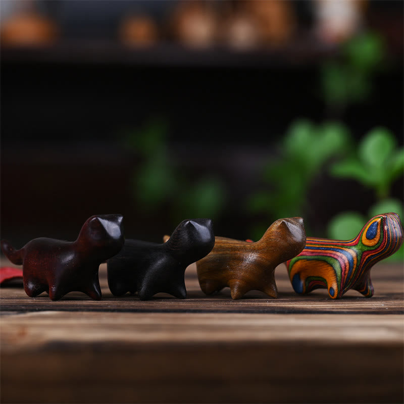 Buddha Stones Green Sandalwood Small Leaf Red Sandalwood Ebony Wood Rainbow Wood Lucky Mini Walking Cat Positive Decoration - image 18