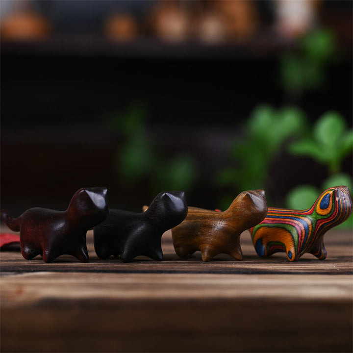 Buddha Stones Green Sandalwood Small Leaf Red Sandalwood Ebony Wood Rainbow Wood Lucky Mini Walking Cat Positive Decoration - image 18