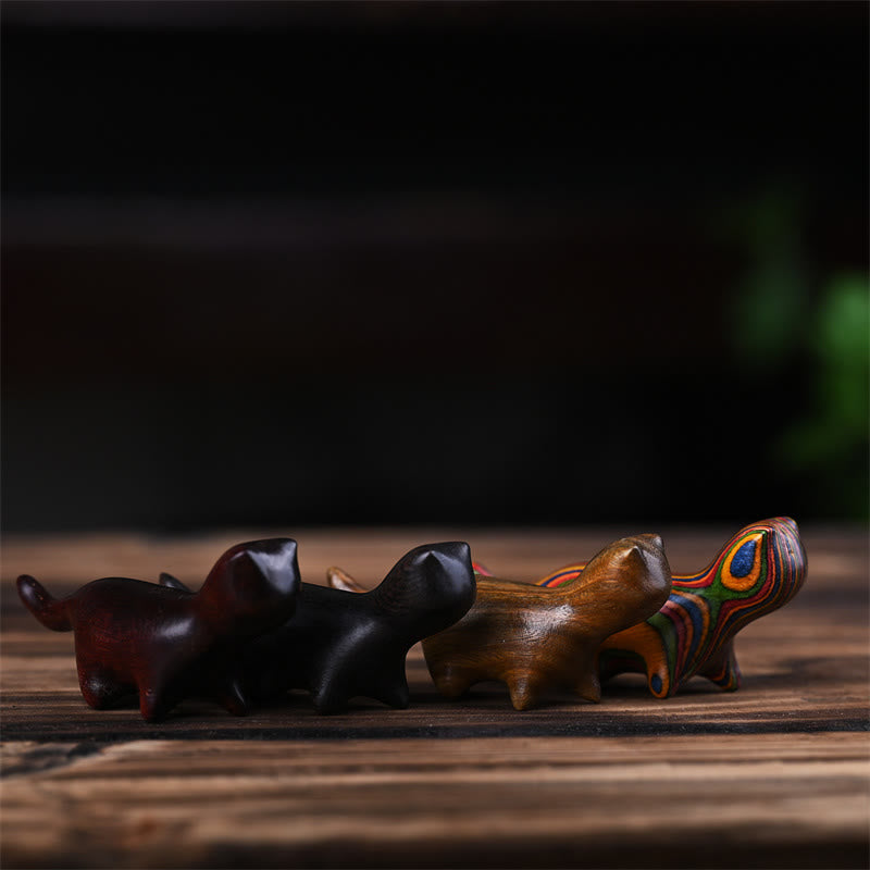 Buddha Stones Green Sandalwood Small Leaf Red Sandalwood Ebony Wood Rainbow Wood Lucky Mini Walking Cat Positive Decoration - image 19