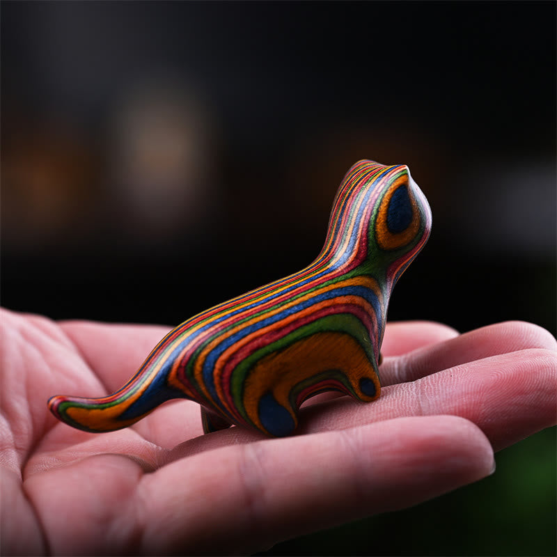 Buddha Stones Green Sandalwood Small Leaf Red Sandalwood Ebony Wood Rainbow Wood Lucky Mini Walking Cat Positive Decoration - image 16
