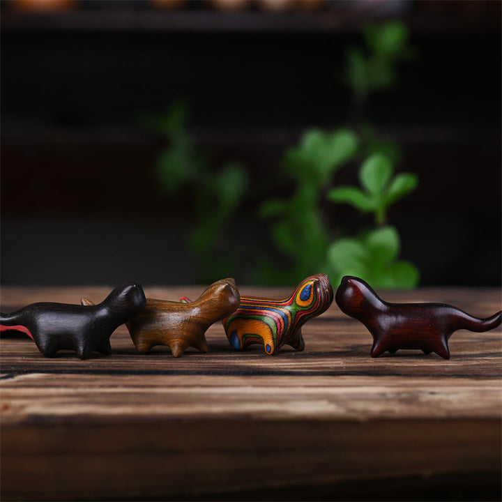 Buddha Stones Green Sandalwood Small Leaf Red Sandalwood Ebony Wood Rainbow Wood Lucky Mini Walking Cat Positive Decoration - image 0