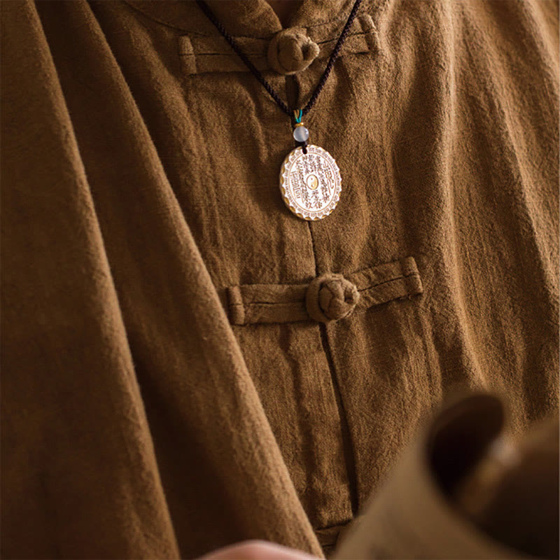 Buddha Stones Mountain Ghosts Spend Money Yin Yang Bagua Design Copper Harmony Necklace Pendant - image 10