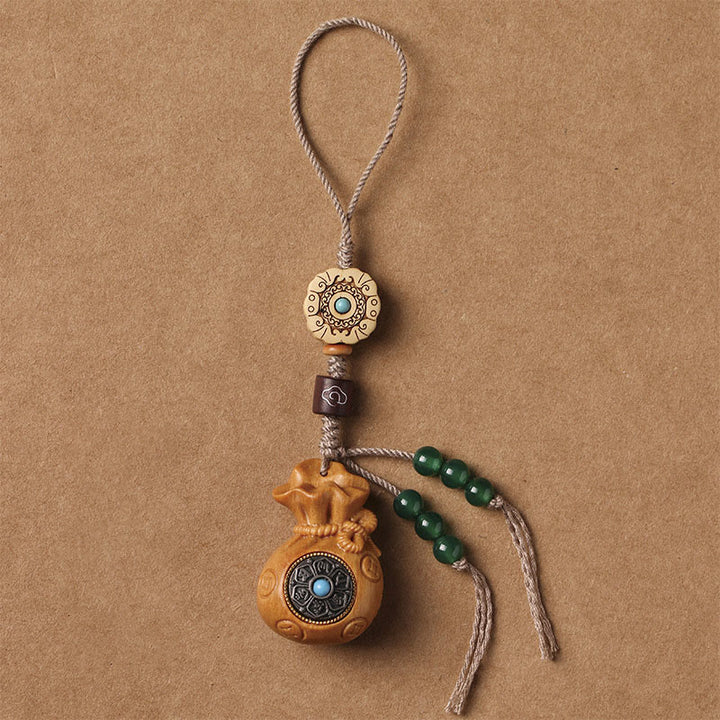 Buddha Stones Sandalwood Small Leaf Red Sandalwood Green Sandalwood Om Mani Padme Hum Calm Key Chain Phone Hanging Decoration - Sandalwood - Phone Hanging Decoration - image 16