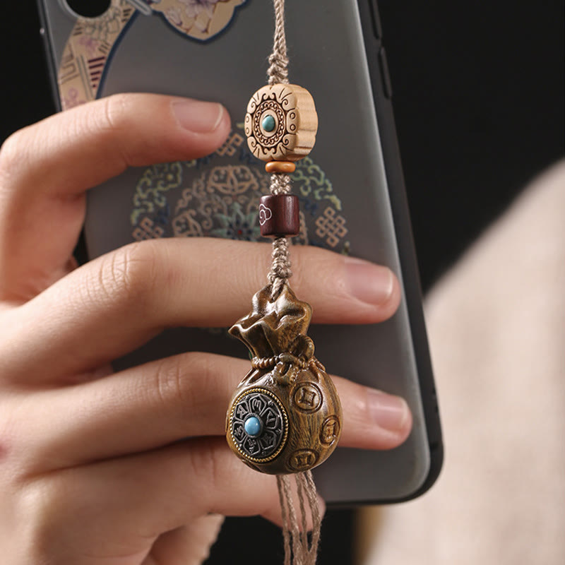 Buddha Stones Sandalwood Small Leaf Red Sandalwood Green Sandalwood Om Mani Padme Hum Calm Key Chain Phone Hanging Decoration - image 10