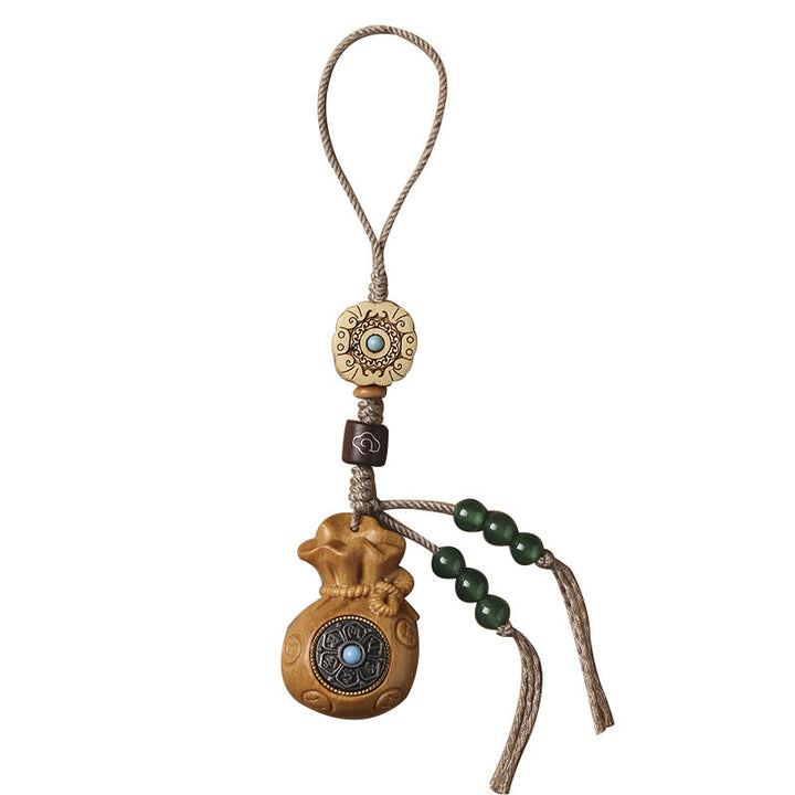 Buddha Stones Sandalwood Small Leaf Red Sandalwood Green Sandalwood Om Mani Padme Hum Calm Key Chain Phone Hanging Decoration - image 19