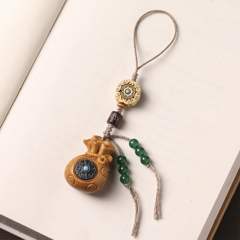 Buddha Stones Sandalwood Small Leaf Red Sandalwood Green Sandalwood Om Mani Padme Hum Calm Key Chain Phone Hanging Decoration - image 17