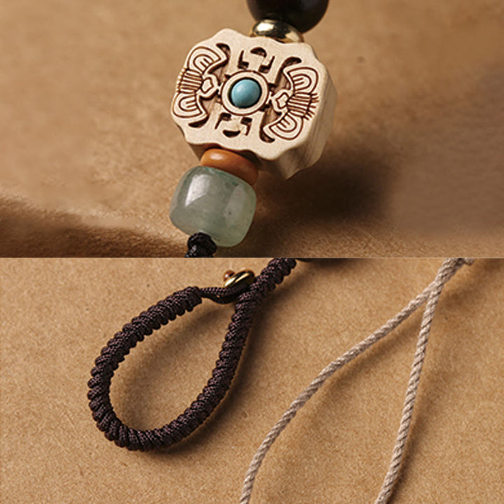 Buddha Stones Sandalwood Small Leaf Red Sandalwood Green Sandalwood Om Mani Padme Hum Calm Key Chain Phone Hanging Decoration - image 22