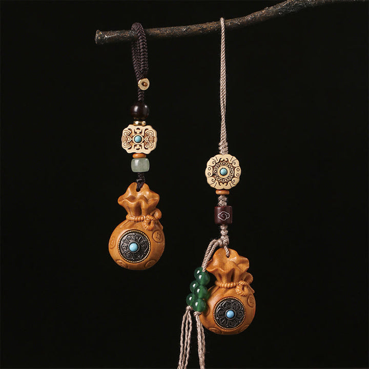 Buddha Stones Sandalwood Small Leaf Red Sandalwood Green Sandalwood Om Mani Padme Hum Calm Key Chain Phone Hanging Decoration - image 0