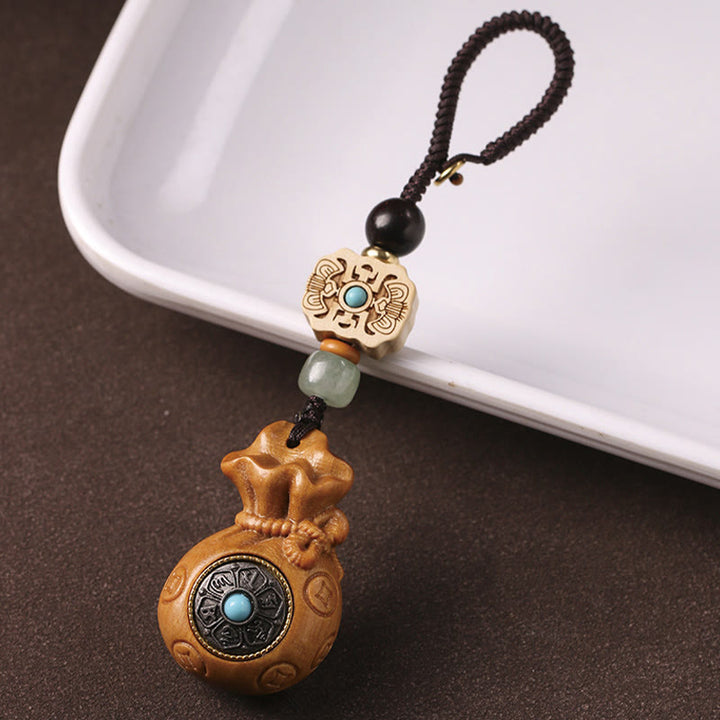 Buddha Stones Sandalwood Small Leaf Red Sandalwood Green Sandalwood Om Mani Padme Hum Calm Key Chain Phone Hanging Decoration - image 14