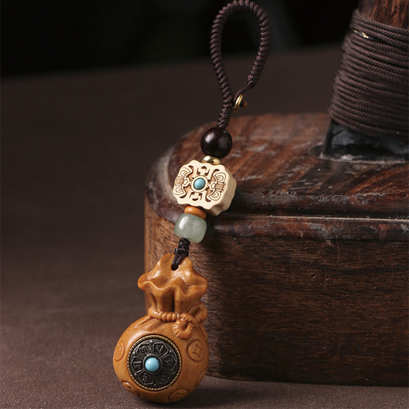 Buddha Stones Sandalwood Small Leaf Red Sandalwood Green Sandalwood Om Mani Padme Hum Calm Key Chain Phone Hanging Decoration - image 15