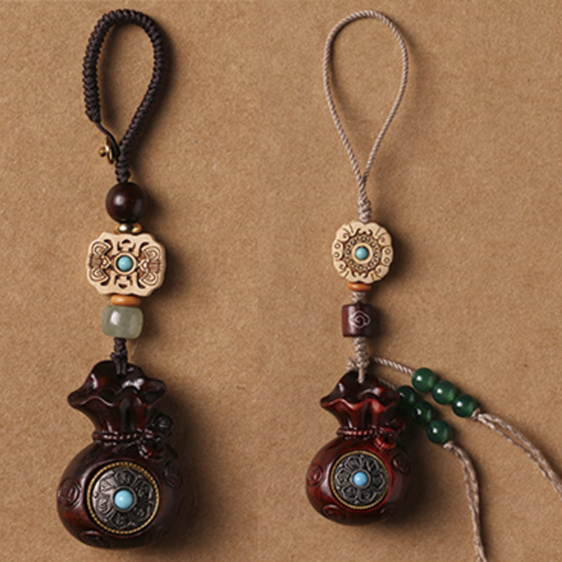 Buddha Stones Sandalwood Small Leaf Red Sandalwood Green Sandalwood Om Mani Padme Hum Calm Key Chain Phone Hanging Decoration - image 21