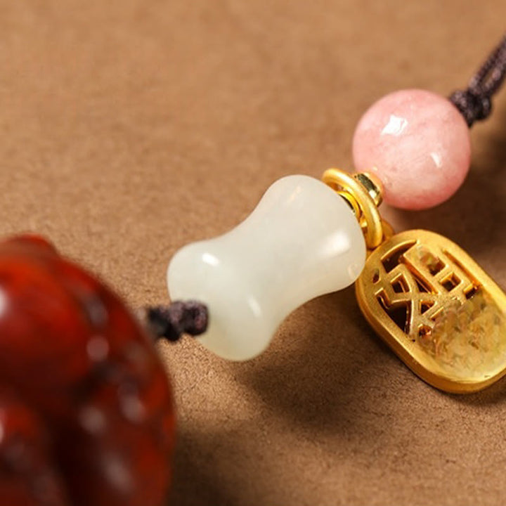 Buddha Stones Small Leaf Red Sandalwood Green Sandalwood Sandalwood Lucky Cat Protection Key Chain Phone Hanging Decoration - image 11