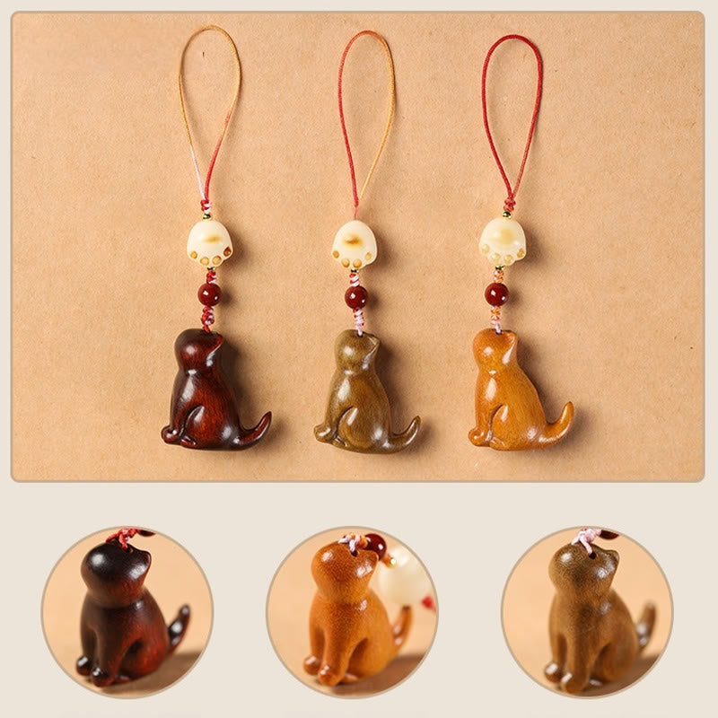 Buddha Stones Small Leaf Red Sandalwood Green Sandalwood Sandalwood Sitting Cat Sooth Phone Hanging Decoration - image 16